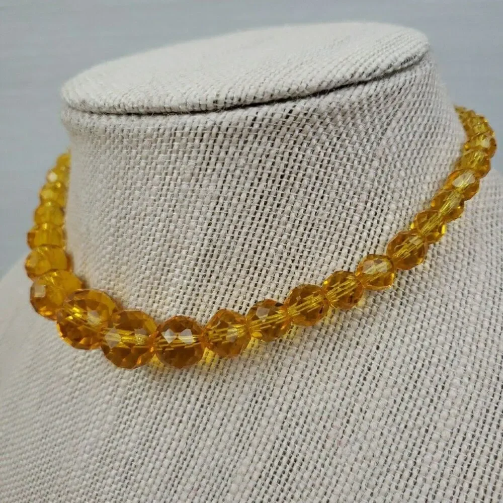 VTG Canary Yellow Faceted Graduated Glass Bead 13.5